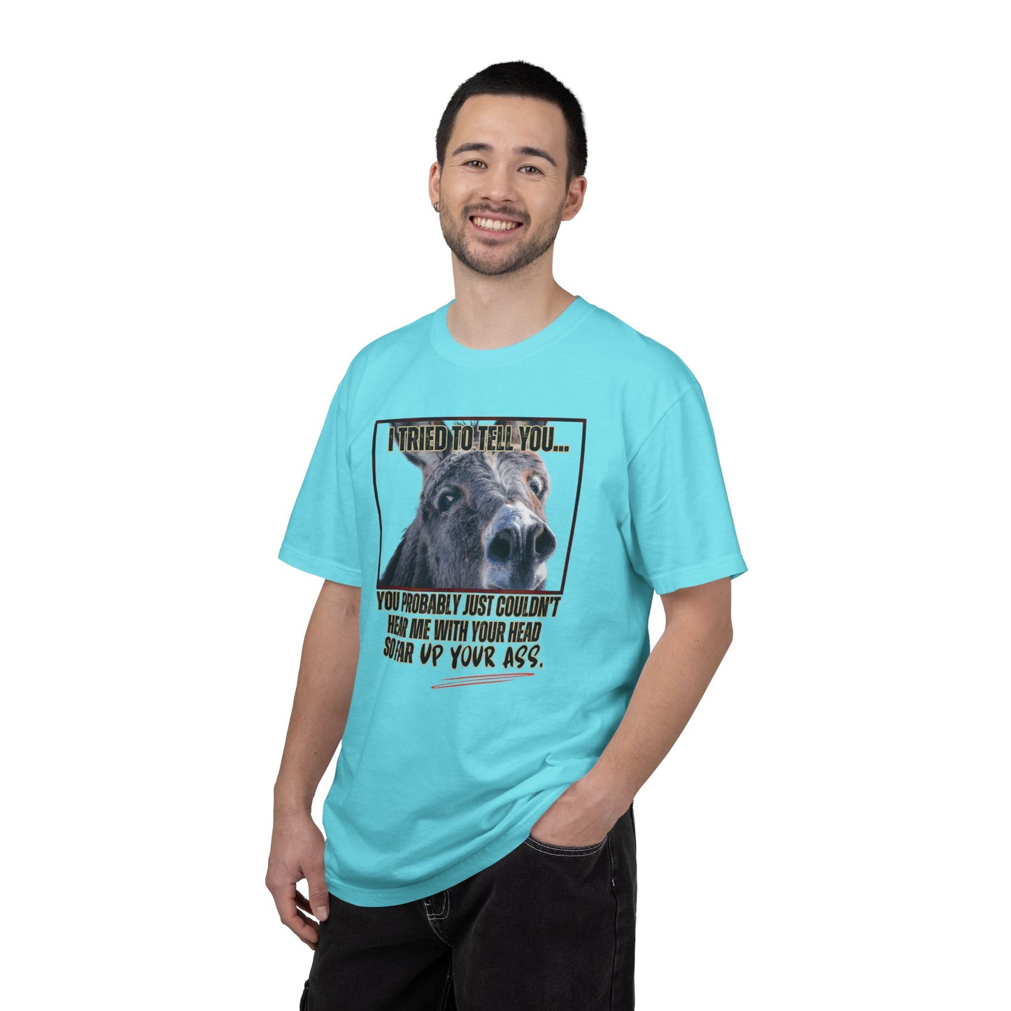 Comfort Colors Donkey Graphic T-Shirt — "I Tried to Tell You... You Probably Just Couldn't Hear Me" Funny Farmer Tee