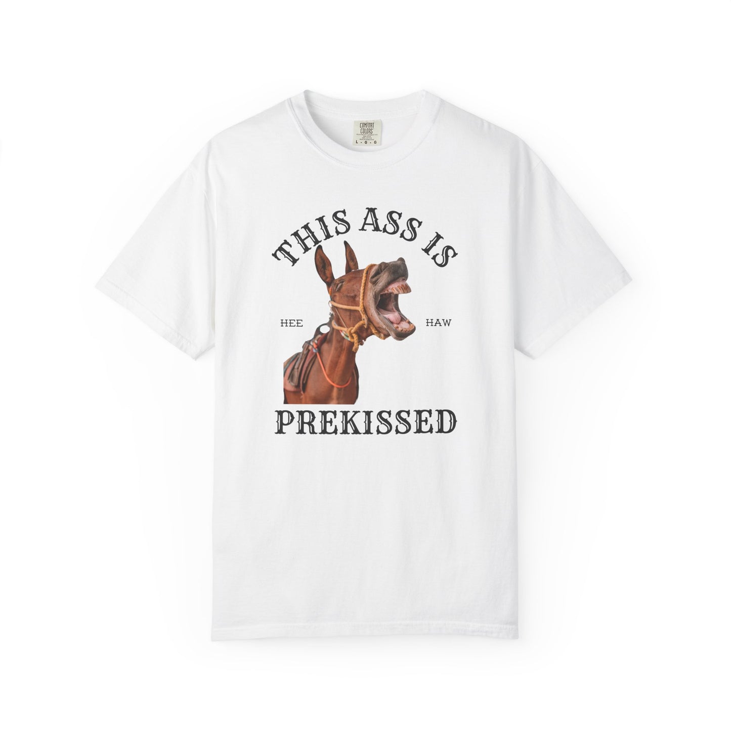 Comfort Colors Funny "This Ass Is Prekissed" Donkey T-Shirt — Humorous Animal Graphic Tee