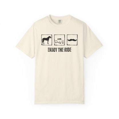 "Enjoy the Ride" — Horse, Old Pickup Truck & Mustache Comfort Colors T-shirt