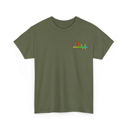 High Res Higgins Miller T with Crossed Flags, Racing-Themed Unisex Heavy Cotton Tee, Motorsports Shirt, Gift for Race Fans, Casual Wear, Unique Racing Apparel