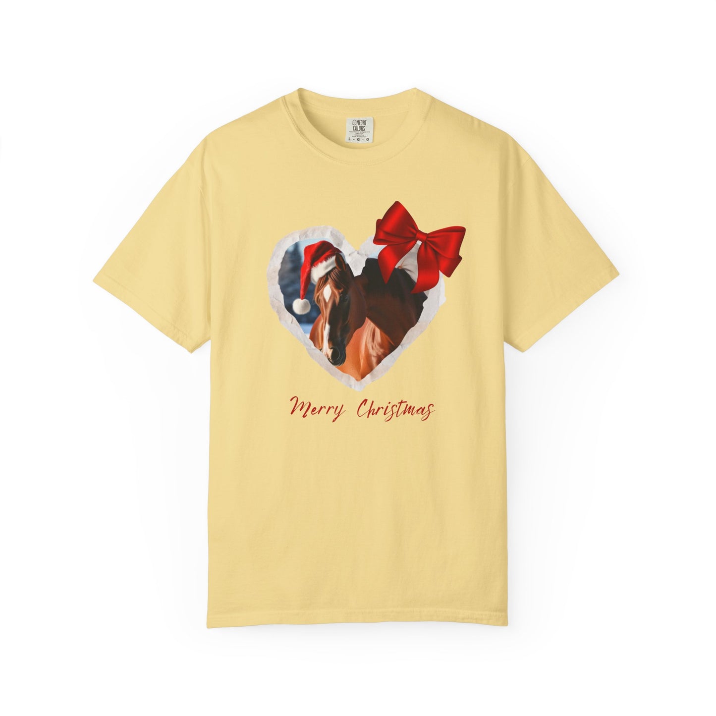 Comfort Colors Christmas Heart Photo T-Shirt — "Merry Christmas" Holiday Graphic Tee